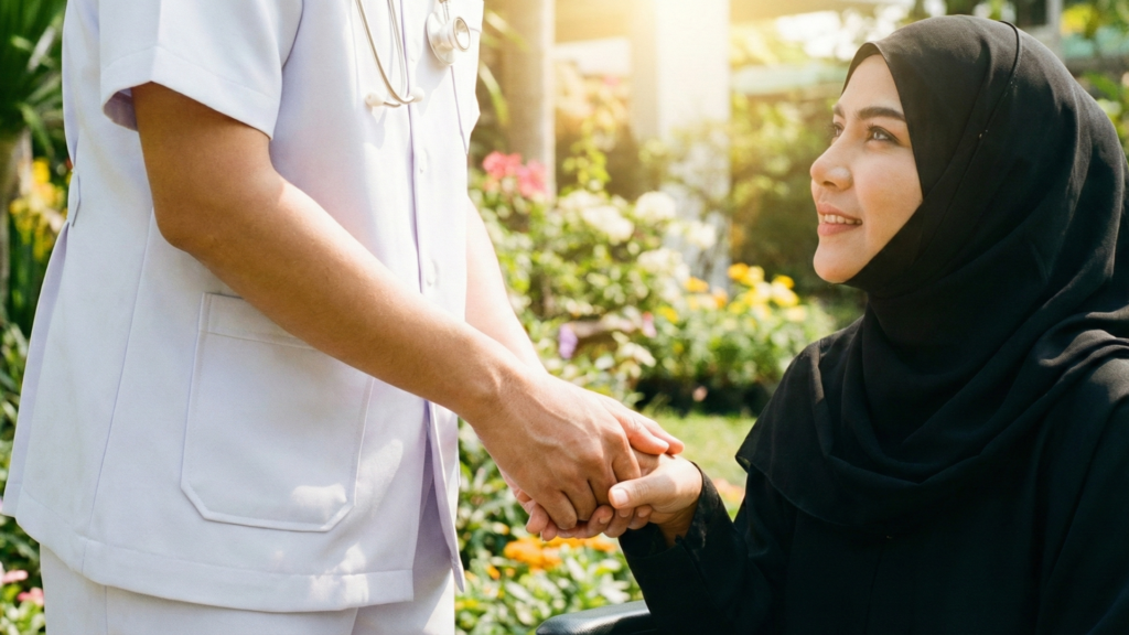 طبيب أورام في تايلاند يقدم الدعم النفسي لمريضة سرطان من بوابة الخليج الطبية