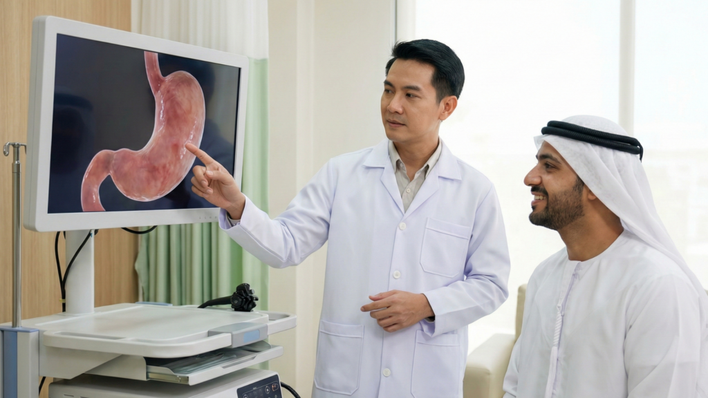 فحص منظار المعدة والقولون في تايلاند للكشف عن الجرثومة والقرحة بدقة مع بوابة الخليج الطبية