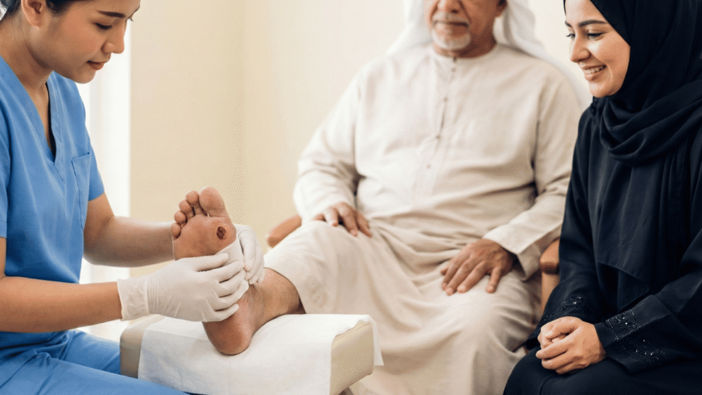 تنظيف جروح القدم السكري وعلاج القرحة في تايلاند برعاية تمريضية فائقة مع بوابة الخليج الطبية