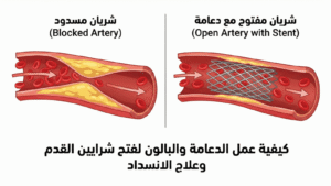 كيفية عمل الدعامة والبالون لفتح شرايين القدم وعلاج الانسداد