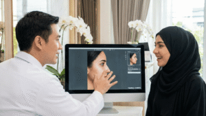 محاكاة نتائج تجميل الأنف قبل وبعد في تايلاند مع GMG