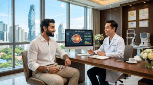 فحص النظر الشامل في بانكوك وقياس ضغط العين مع بوابة الخليج الطبية